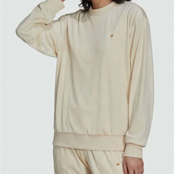 adidas womens monogram pullover off white velour - Picture 2 of 4